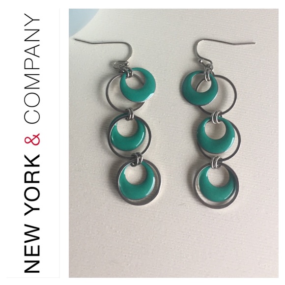 New York & Company Jewelry - New York and Co Earrings Dangle Circles Teal